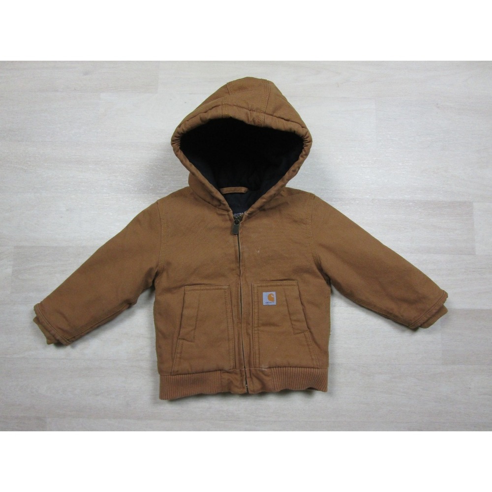 Carhartt Toddler Boy Brown Canvas Insulated Hooded Active Jacket (18M)
